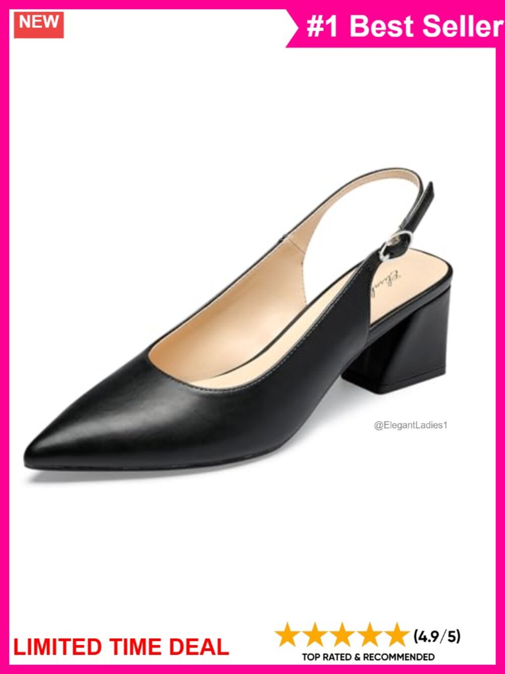 Women's Slingback Closed Toe Block Heel Pumps 2.36 In Dress Shoes